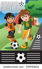 A vector illustration of summer soccer camp design