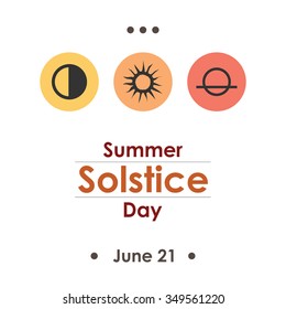 Vector illustration for summer solstice day in june poster design on white background