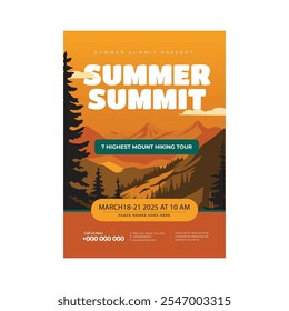 Vector illustration of summer summit flyer poster template design