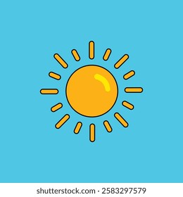 vector illustration of summer sun isolated sky blue background color