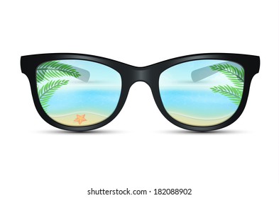 Sunglasses Beach Reflection Fluttering Vector Illustration Stock Vector ...