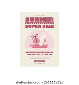 Vector illustration of summer super sale flyer poster template design
