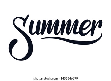 Vector illustration of Summer text. Good for card, poster, banner, invitation, postcard, icon. Calligraphy background. Hand lettering typography poster. EPS 10 