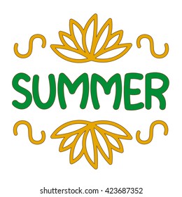 Vector illustration of summer text, logo, advertisement, color image