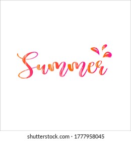 Vector illustration of summer text for logotype. Little summer badge, tag and icon. Inspirational quote card/ invitational/ banner template.  Summer lettering typography poster. EPS 10.