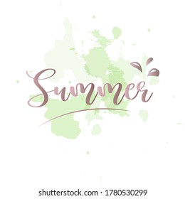 Vector illustration of summer text for shop logotype. Little summer badge, tag and icon. Inspirational quote card/ invitational/ banner template.  Summer lettering typography poster. EPS 10.