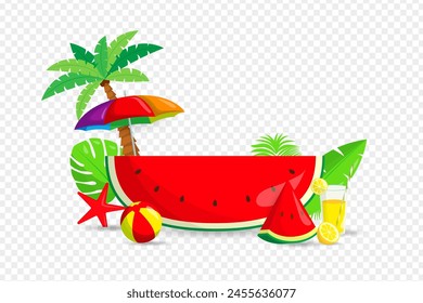 Vector illustration of summer time elements on transparent background