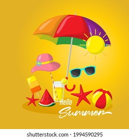vector illustration for summer time, hello summer banner