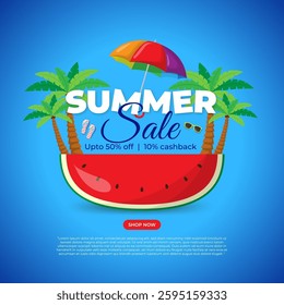 Vector illustration of Summer Time Sale social media template