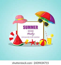 Vector illustration of Summer Time social media feed template