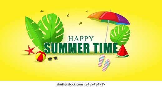 Vector illustration of Summer Time social media feed template