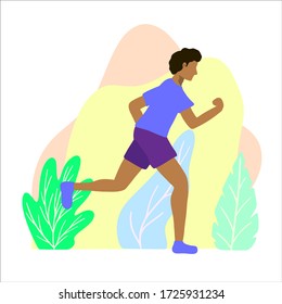 Ilustración vectorial Tiempo de verano Actividades deportivas Aisladas en blanco, hombre de fitness sobre fondo abstracto en estilo plano. Deportistas, Atletismo, Ejercicios De Gimnasia, Bodybuilding, Fitness.