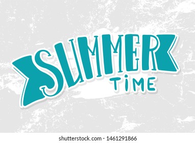 Vector illustration of Summer time text. Good for card, poster, banner, invitation, postcard, icon. Calligraphy background. Hand lettering typography poster. EPS 10 