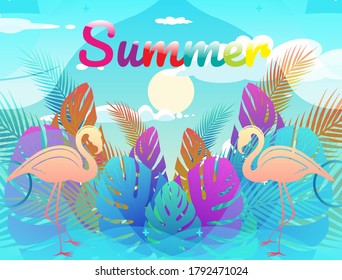 Vector illustration of summer time using as business brochure trip traveler adviser agency