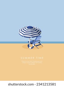 Vector illustration Summer time. Summer vacation, composition, design for banner, flyer, advertising, summer poster.