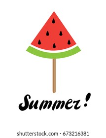 vector illustration of summer time watermelon popsicle.