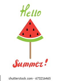 vector illustration of summer time watermelon popsicle.