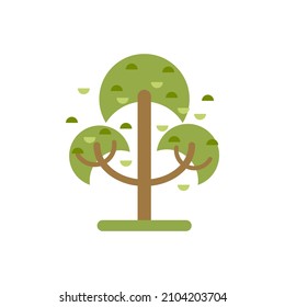 vector illustration. illustration of a summer tree with green irregular circular leaves