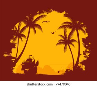 Vector illustration of Summer tropical banner