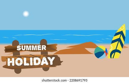 vector illustration of summer vacation beach background