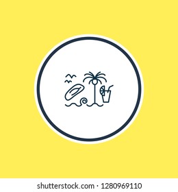 Vector illustration of summer vacation icon line. Beautiful marine element also can be used as island icon element.