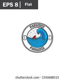 Vector illustration : Summer Vacation isolated on white background, badge flat style for clothes or poster design