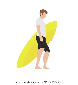Vector illustration with summer vacation as a motif ( Man holding a surfboard )