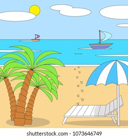 Vector illustration. Summer vacation on the beach.