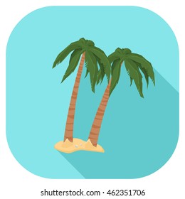 A vector illustration of a summer vacation palm trees Flat Icon.
Palm Trees on beach internet Icon
Summer Vacation Concept.