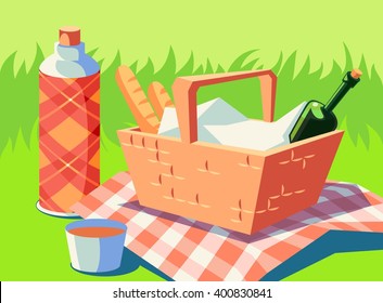 Vector illustration. Summer vacation. Picnic.