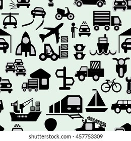 Vector illustration Summer vacation seamless pattern. Black and white