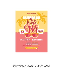 Vector illustration of summer vibe flyer poster template design