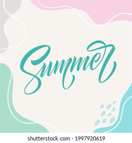 Vector illustration summer vibes abstract background. Pastel colors with summer lettering