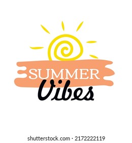 Vector illustration. Summer vibes with sun
