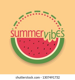 Vector illustration Summer Vibes Watermelon Slice Logo