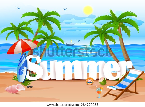 Vector Illustration Summer Wallpaper Background Stock Vector Royalty Free