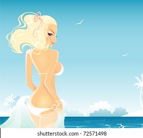 Vector illustration of Summer woman