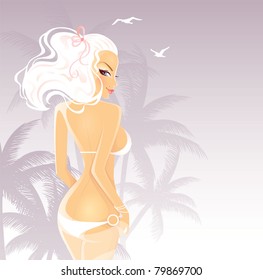 Vector illustration of Summer woman