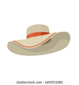 Imagen vectorial de un sombrero de mujer de verano aislado en un fondo blanco.