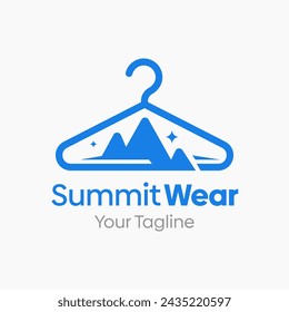 Vector Illustration for Summit Wear Logo: A Design Template Merging Concepts of a Hanger Fashion and Mountain Summit Shape