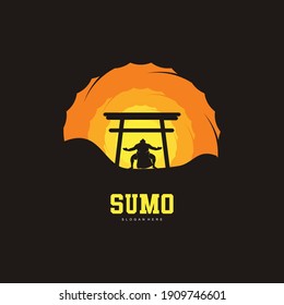 vector illustration of sumo fight logo design, sumo fight silhouette