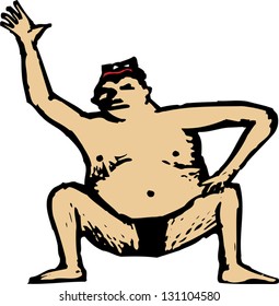 Vector illustration of sumo wrestler