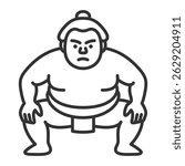 Vector illustration of sumo wrestler in traditional pose.