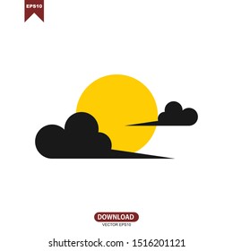 vector illustration sun in afternoon with black cloud vector design