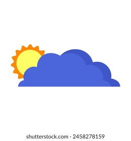 Vektorillustration der Sonne, die hinter den Wolken erscheint.