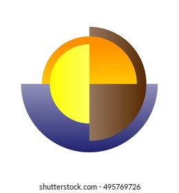 Vector illustration of Sun, beach, sea. Abstraction.