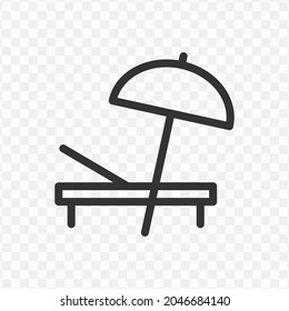 Vector illustration of sun bed icon in dark color and transparent background(png).