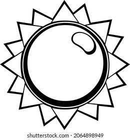 Ilustración vectorial del sol en blanco y negro
