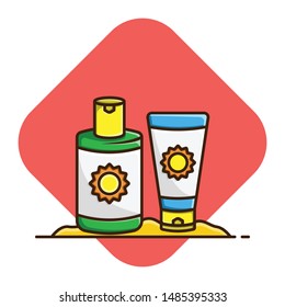 Vector illustration sun block for skin to protect your skin from UV. Flat Cartoon Style Suitable for Web Landing Page, Banner.