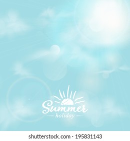 Vector illustration sun in the blue sky.